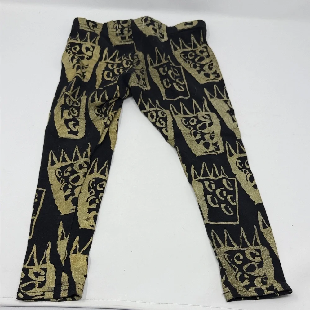 Kids Black and Gold Patterned Leggings 3T. Elastic waist Stretchy